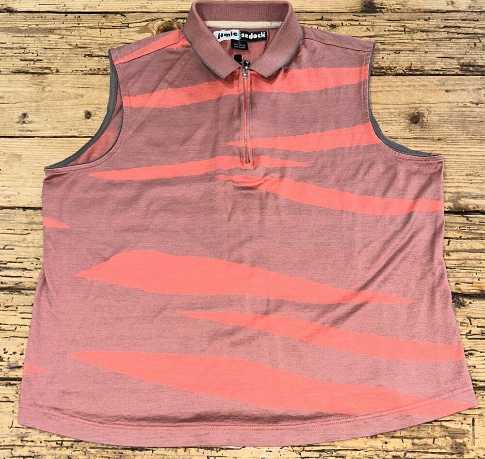 Jaime Sadock Woman’s Size L Tiger Stripe Sleeveless Polo Shirt